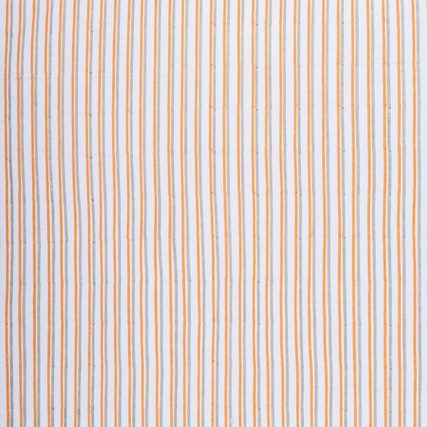 Hand Block Printed 2 Colour Striped Percale Bed Sheet with Pillow Covers