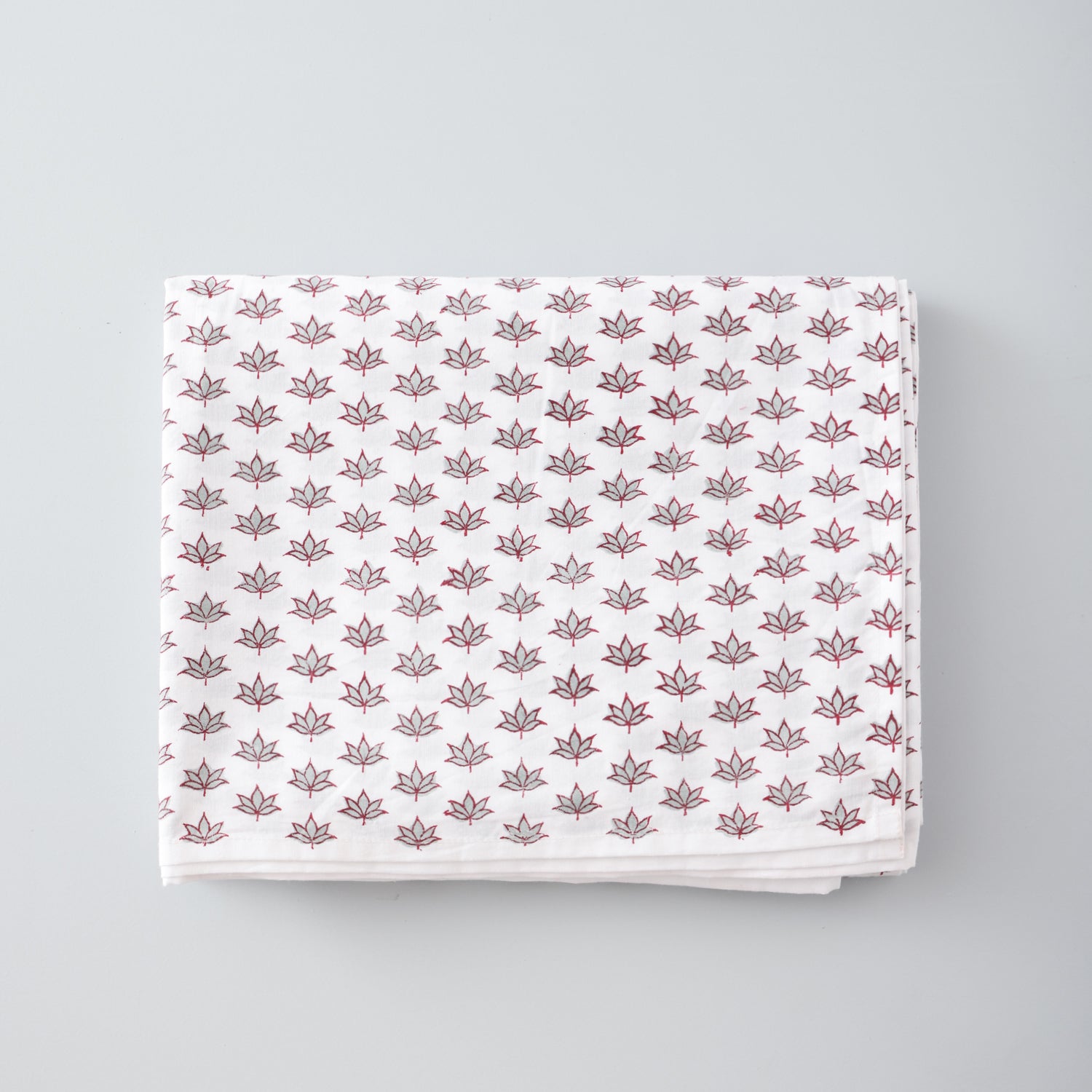 Hand Block Printed Grey Lotus Pattern Percale Bed Sheet
