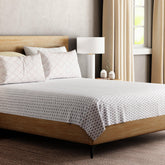 Grey Lotus Block Printed Percale Bed Sheet Set - Eyaas