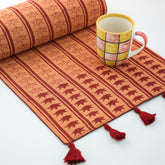 Block-Printed Cotton Table Runner Rust & Maroon - Eyaas