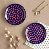 Floral Ceramic Dinner Plate 10 Inch Set of 2, Blue - Eyaas