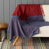 Red and Grey Handwoven Cotton Throw - Eyaas