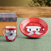 Santa Christmas Ceramic Set of 2, Plate & Mug - Eyaas