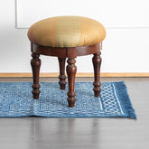 Hand Block Printed Rug, Diamond Trellis, 2x3 ft, Indigo - Eyaas