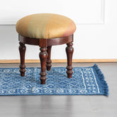 Dhurrie Rug Block Print 6x2 ft, Trellis Indigo