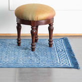 Dhurrie Rug Block Print, geometric, 5x3 ft, Indigo