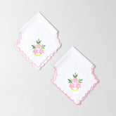 Pink Floral Trio Embroidered Cotton Food Wrapper Set of 2
