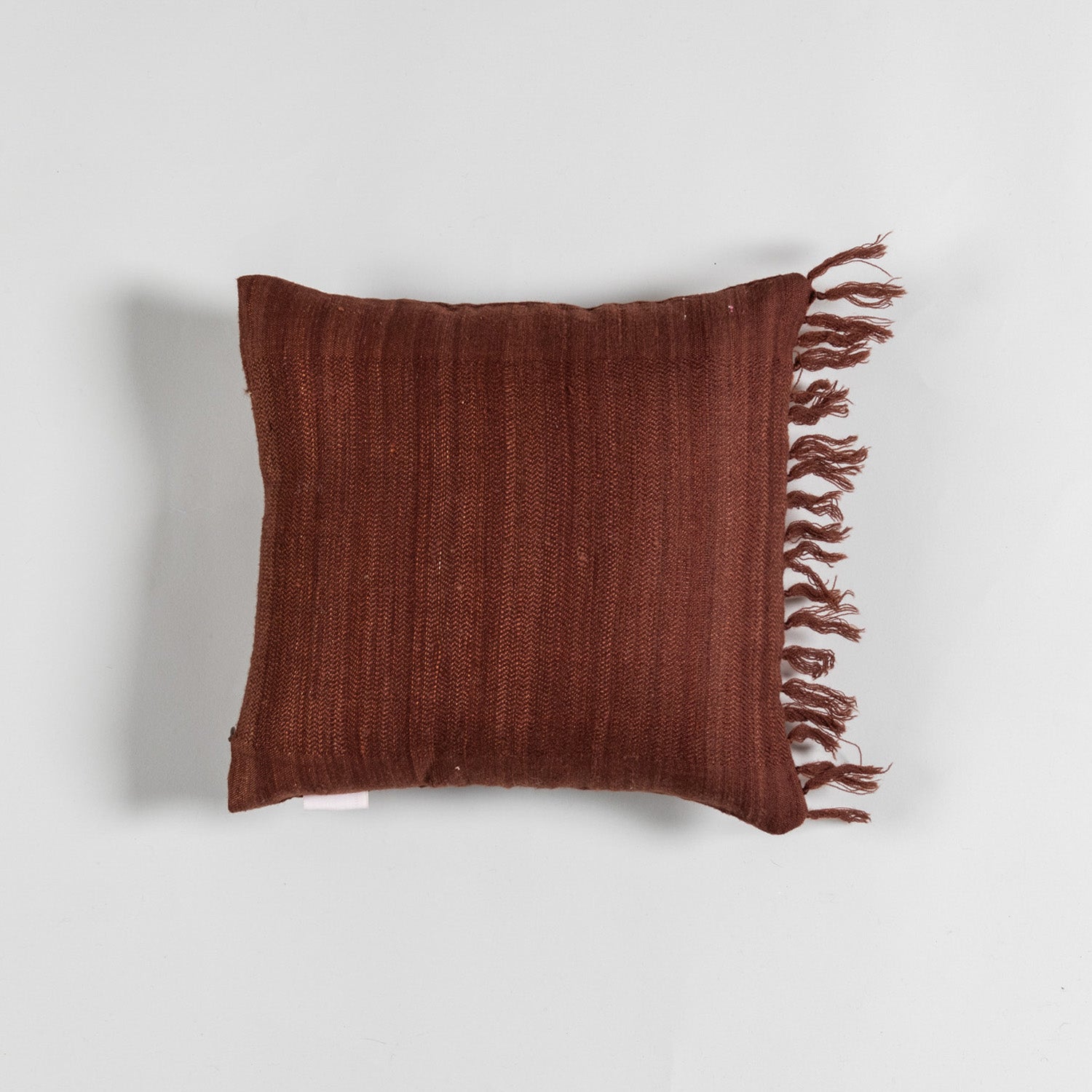 Handwoven Upcycled Chocolate Brown Wool & Oak Silk Cushion Cover - 12x12