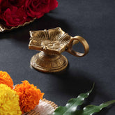 Brass Panchmukhi Floral Diya/Deepak for Pooja