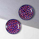 Floral Ceramic Breakfast Plates 8 Inch Set of 2, Blue