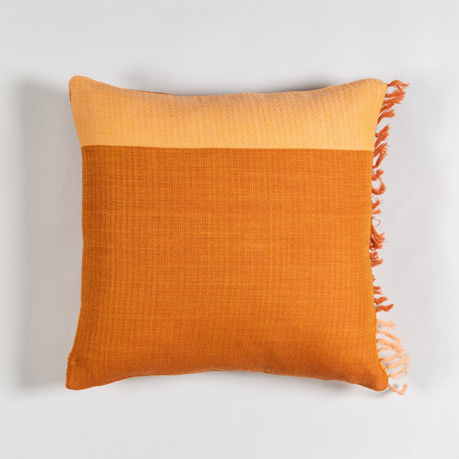 Handwoven Upcycled Mustard & Yellow Wool Cushion Cover - 18x18