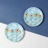 Sunflower Handpainted Ceramic Breakfast Plate Set 8"