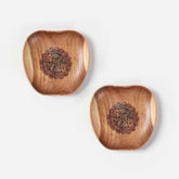 Apple Shape Fish Hand-Painted Acacia Wood Platter - Set of 2