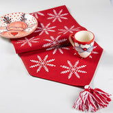 Christmas Hand Block Printed Table Runner With Tassel - Eyaas