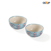 Ceramic Portion of Bowls Set Lotus Blue Pink