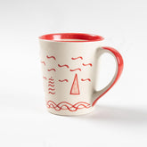 Red and White Handpainted Ceramic Coffee Mug, 200 ml - Eyaas