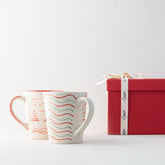Christmas Ceramic Mug - Set of 2, Red, White, & Green - Eyaas