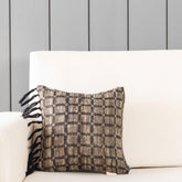 Upcycled Wool & Silk 12x12 Cushion Cover, Beige & Black - Eyaas