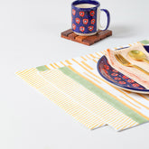 Orange Stripe Block Printed Placemat 13x18 Inches
