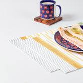 Yellow Stripe Block Printed Placemat 13x18 Inches