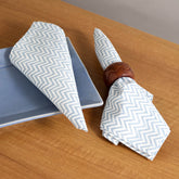 Light Blue Zigzag Block Printed Dinner Napkins 18x18