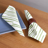 Green Stipe Block Printed Dinner Napkins 18x18