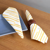 Yellow Stipe Block Printed Dinner Napkins 18x18