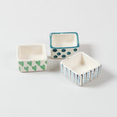 Square Ceramic Dip Bowls Set of 3 (Multi-Colour)