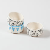 Flat Round Ceramic Dip Bowls Set of 3 (Multi-Colour)