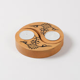 Ying Yang Floral T-Light Holders Yellow Set of 2
