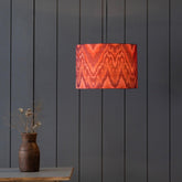 Handwoven Ikat Pendant Lampshade - Red - Eyaas