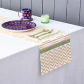 Orange Stripe Block Printed Table Runner 13x90