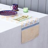 Yellow Floral Block Printed Table Runner