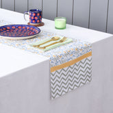 Blue Floral Block Printed Table Runner