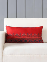 Ajrakh Silk Cushion Cover & Filler Red & Indigo, 12x24 - Eyaas