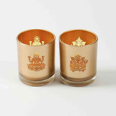 Golden Glass Laxmi Ganesh Candle Holders Set of 2
