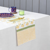 Yellow Lily Hand Block Printed Floral Table Runner, 13x90