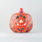 Ceramic Pumpkin Tea Light Candle Holder, Orange, 8x9