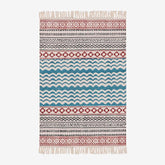 Blue Waves Cotton Kalamkari Dhurrie Rug – 2x3 - Eyaas