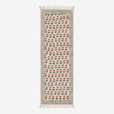 Floral Kalamkari Cotton Rug 2x6 ft - White Pink