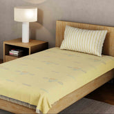 Hand-woven Bawan Buti Single Bedcover, Yellow
