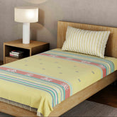 Hand-woven Baavan Buti Single Bedcover, Yellow
