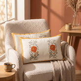 Marigold Buta Block-Printed Lumbar Cushion Cover - Set of 2