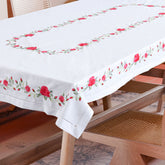 Poinsettia Embroidered Cutwork Table Cloth