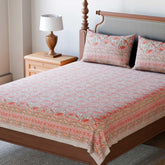 King-size Lotus Printed Bedcover, Pink
With 2 Pillow Cases - Eyaas