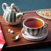 Striped Ceramic Kettle with Cup Tea Set - Eyaas