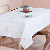 Beige Floral Embroidered Cutwork Table Cloth