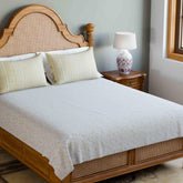 Block Print Cotton Bedsheet & Pillow Covers, Yellow & Orange