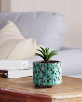 Small Ceramic Planter - 4.5x4, Blue Floral - Eyaas
