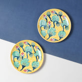 Waterlily ceramic dinner plate set of 2 with hand-painted floral artwork, ideal for everyday dining and festive table settings